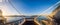 Sliema, Malta - Footbridge at Tigne Point with panoramic view of Valletta and Manoel Island