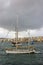 Sliema, Malta. Sailing boats at their moorings onder an angry sky.