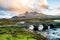 Sligachan Old Bridge and The Cuillins, Isle of Skye at sunset