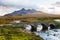 Sligachan Old Bridge and The Cuillins, Isle of Skye at sunset