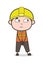 Slightly Frowning Face - Cute Cartoon Male Engineer Illustration