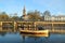 Sligo, Ireland in spring featuring small rowboat in still waters of Garavogue river