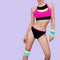 Slim athletic model in bright trendy sportswear. sport fashion a