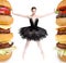 Slim balerina rejecting big burgers to stay fit