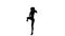 Slim dancer woman dancing rumba, slow motion. White background, silhouette