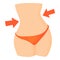Slim female waist icon, cartoon style