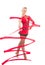 Slim flexible woman rhythmic gymnastics art dancer