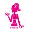 Slim girl exercises with barbells - silhouette icon