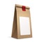 Slim Paper Bag Package With White Label Sticker Of Coffee, Salt, Sugar, Pepper, Spices Or Flour.