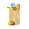Slim Paper Bag With Supermarket Products