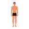 Slim slender man in trunks with nude naked torso. Young male character in underwear with thin healthy sporty body shape