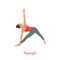 Slim sporty girl on white background in Triangle yoga pose