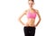 Slim waist of young sporty woman, detail of perfect fit female body isolated