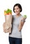 Slim woman with healthy food