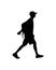 Slim Young Backpacker Man Walking Silhouette