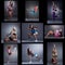 Slim young women doing fitness photo collage