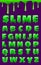 Slime Font green bubbling toxic mold. Letters numbers. Vector cartoon style illustration