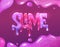 Slime hand lettering text. Bright pink and violet jelly letters. Cartoon vector illustration.