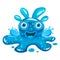 Slime Monster blue colorful glitter character. Liquid funny slimy alien. Vector illustration