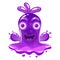 Slime Monster purple colorful glitter character. Liquid funny slimy alien. Vector illustration