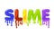 Slime multicolored text on white background for graphic design.