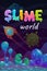 Slime world background. Alien fantasy slimy landscape. Magic book or magazine cover.