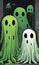 Slimy Halloween Ghosts Background Design Horror Wallpaper Illustration Digital Art - ai generated