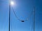 Slingshot attraction on the top of Tahtali mountan with cloudy blue sky background. Catapult attraction