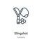 Slingshot outline vector icon. Thin line black slingshot icon, flat vector simple element illustration from editable camping