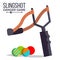 Slingshot Vector. Cartoon Slingshot Icon. Paintball, Child Game. Elastic Danger Toy. Isolated Illustration