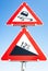 Slip hazard road warning sign