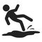 Slipped man black icon, wet floor danger