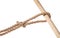 slipped overhand knot tied on jute rope isolated
