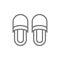 Slippers, house shoes line icon.