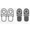 Slippers line and glyph icon, clothing and footwear, home shoes sign, vector graphics, a linear pattern