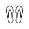 Slippers line icon. Summer outline shoes. Beach slipper sign.
