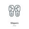 Slippers outline vector icon. Thin line black slippers icon, flat vector simple element illustration from editable hotel concept