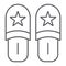 Slippers thin line icon, clothes and nightwear, footwear sign, vector graphics, a linear pattern on a white background.