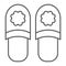 Slippers thin line icon, clothing and footwear, home shoes sign, vector graphics, a linear pattern on a white background