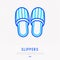 Slippers thin line icon. Vector illustration.