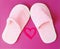 Slippers for women, children, soft, pink, close-up.