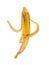 Slippery banana skin on a white background