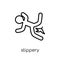 Slippery icon. Trendy modern flat linear vector Slippery icon on