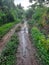 Slippery and muddy street after long rain