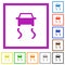 Slippery road dashboard indicator flat framed icons