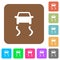 Slippery road dashboard indicator rounded square flat icons