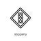 Slippery sign icon. Trendy modern flat linear vector Slippery si