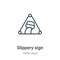 Slippery sign outline vector icon. Thin line black slippery sign icon, flat vector simple element illustration from editable