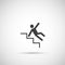 Slippery steps icon. man falling on stairs