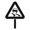 Slippery when wet road sign icon, simple style